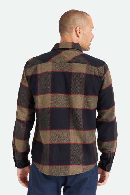 Men Brixton Heather Grey/Charcoal Bowery L/S Flannel Apparel