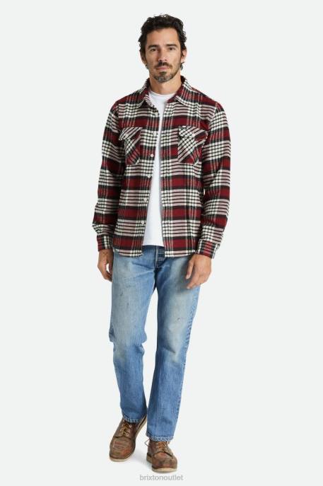 Men Brixton Island Berry/Whitecap/Black Bowery L/S Flannel Apparel