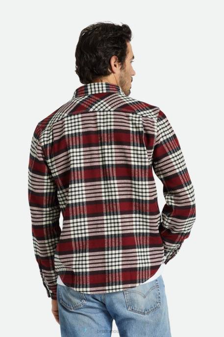 Men Brixton Island Berry/Whitecap/Black Bowery L/S Flannel Apparel