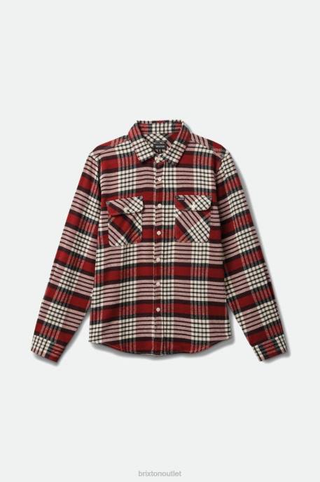 Men Brixton Island Berry/Whitecap/Black Bowery L/S Flannel Apparel