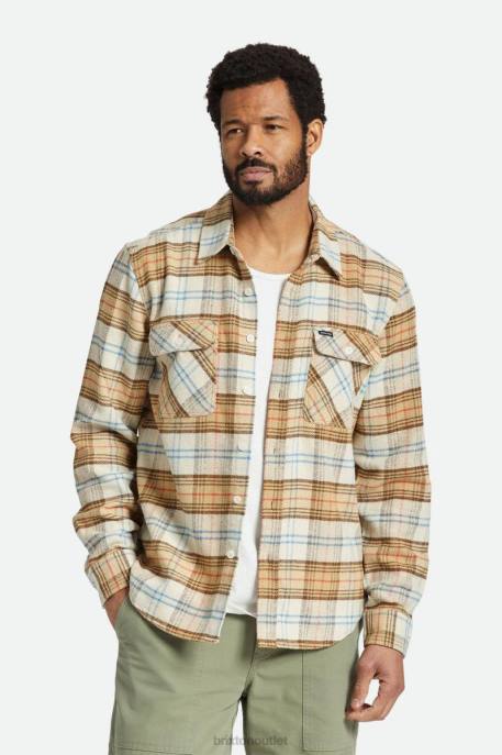 Men Brixton Off White/Whitecap/Dark Earth Bowery L/S Flannel Apparel