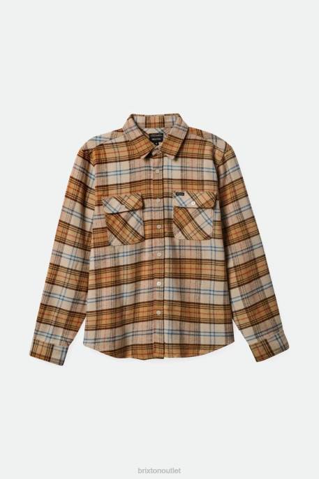 Men Brixton Off White/Whitecap/Dark Earth Bowery L/S Flannel Apparel