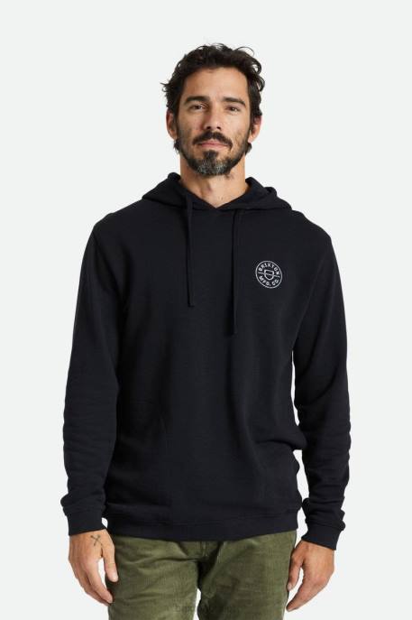 Men Brixton Black Crest Summer Weight French Terry Hood Apparel