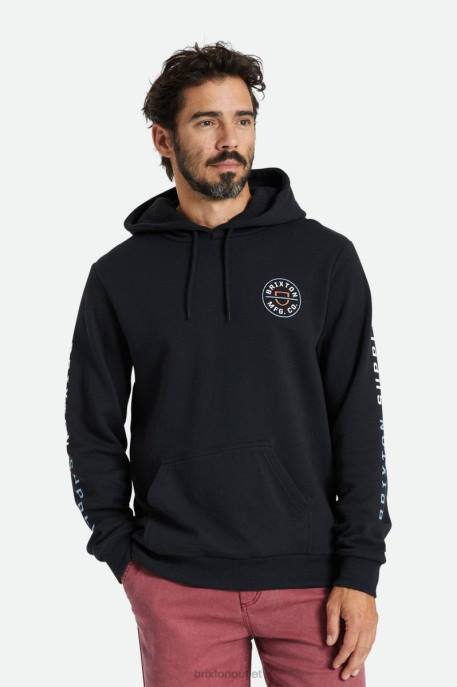Men Brixton Black/Dusty Blue/Burnt Red Crest Hood Apparel