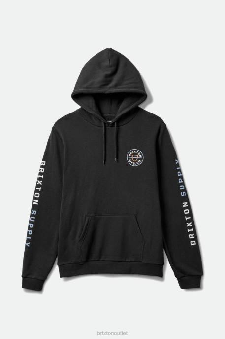 Men Brixton Black/Dusty Blue/Burnt Red Crest Hood Apparel