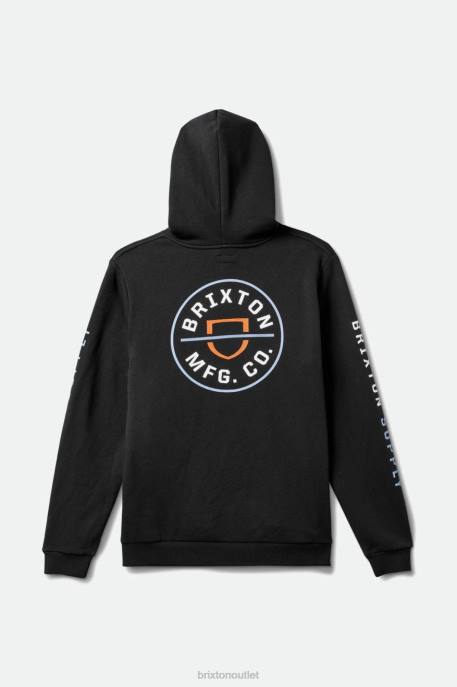Men Brixton Black/Dusty Blue/Burnt Red Crest Hood Apparel