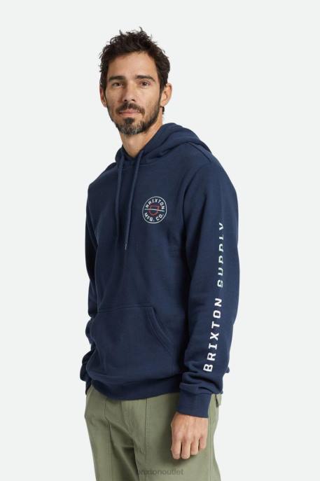 Men Brixton Washed Navy/White/Mineral Grey Crest Hood Apparel