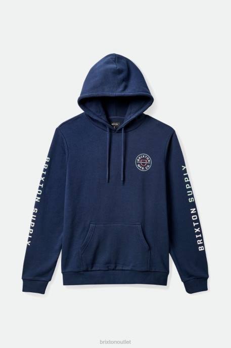 Men Brixton Washed Navy/White/Mineral Grey Crest Hood Apparel
