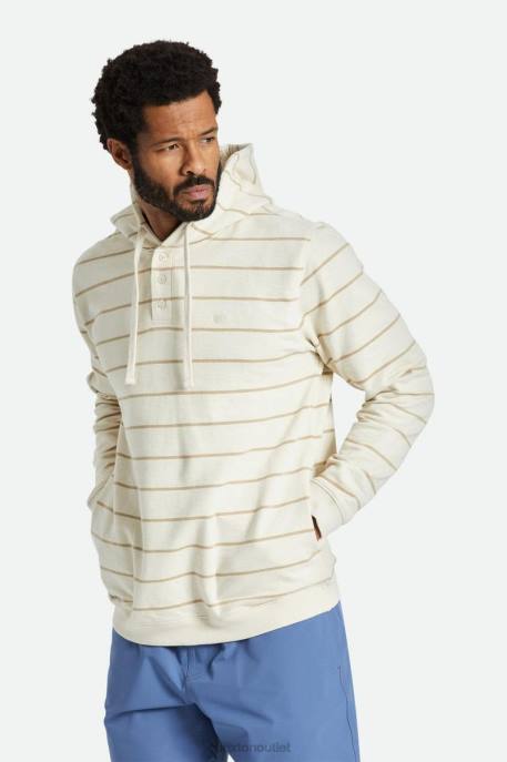 Men Brixton Whitecap/Sand Slub French Terry Henley Hood Apparel