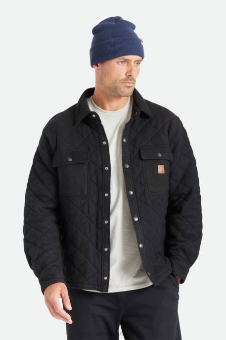 Men Brixton Black Cass Quilted Fleece Jacket Apparel