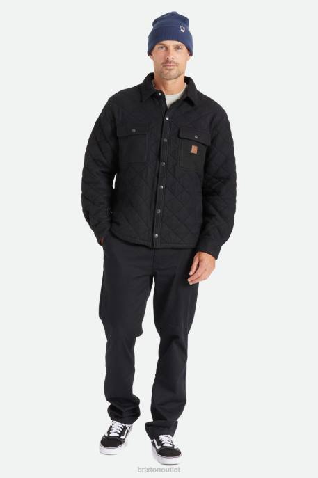 Men Brixton Black Cass Quilted Fleece Jacket Apparel