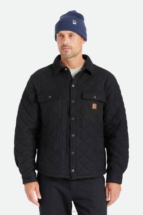 Men Brixton Black Cass Quilted Fleece Jacket Apparel