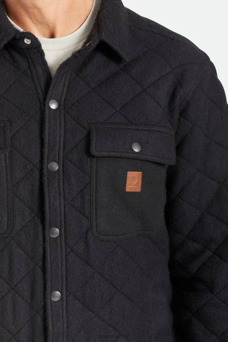 Men Brixton Black Cass Quilted Fleece Jacket Apparel
