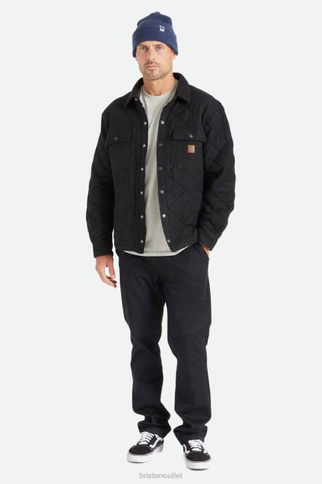 Men Brixton Black Cass Quilted Fleece Jacket Apparel