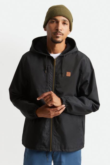 Men Brixton Black Claxton Beta Zip Hood Jacket Apparel