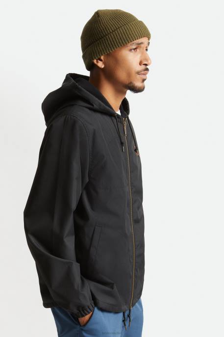 Men Brixton Black Claxton Beta Zip Hood Jacket Apparel