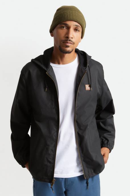Men Brixton Black Claxton Beta Zip Hood Jacket Apparel
