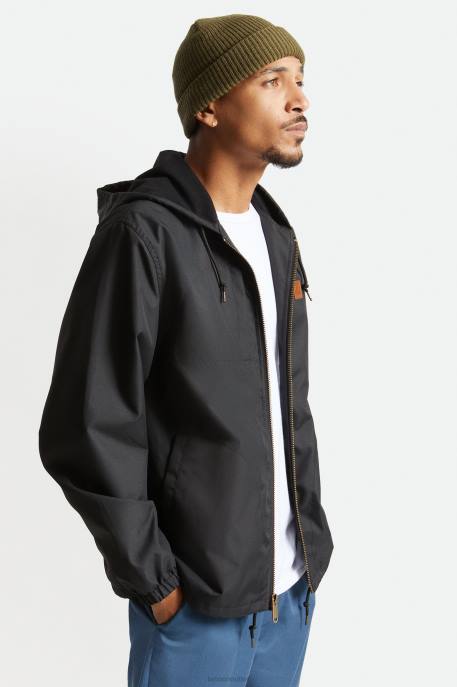 Men Brixton Black Claxton Beta Zip Hood Jacket Apparel
