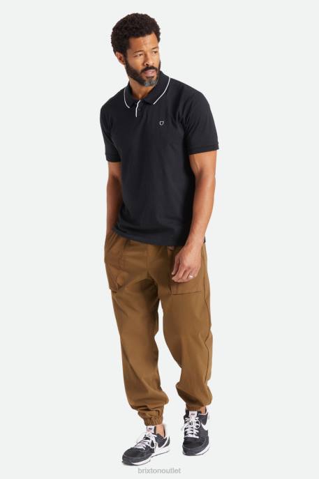 Men Brixton Black Proper S/S Polo Knit Apparel