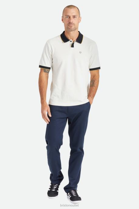 Men Brixton Off White/Black Proper S/S Polo Knit Apparel