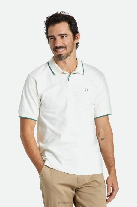 Men Brixton Off White/Spruce Proper Slub S/S Polo Apparel