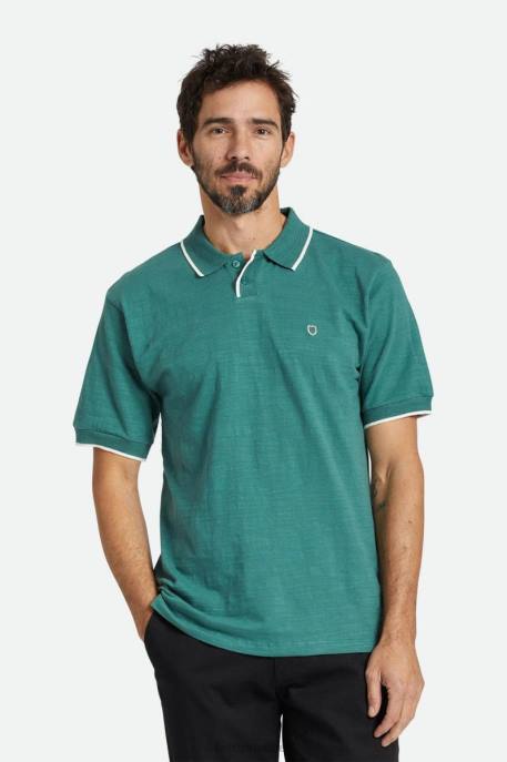 Men Brixton Spruce/Off White Proper Slub S/S Polo Apparel