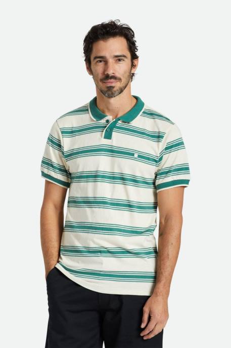 Men Brixton Whitecap/Spruce Proper S/S Polo Apparel