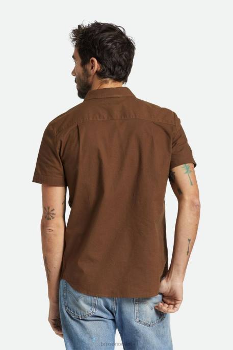 Men Brixton Dark Earth Charter Textured Weave S/S Shirt Apparel