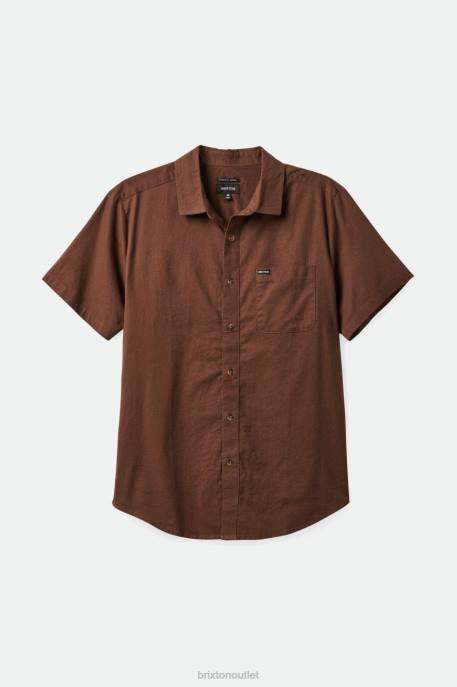 Men Brixton Dark Earth Charter Textured Weave S/S Shirt Apparel