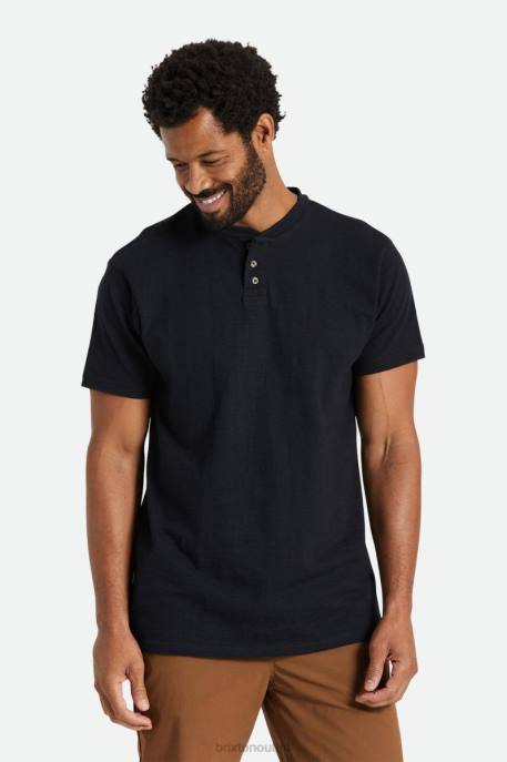Men Brixton Black Basic Slub S/S Henley Tee Apparel