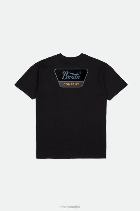 Men Brixton Black/Dusty Blue/Dark Earth Linwood S/S Standard Tee Apparel