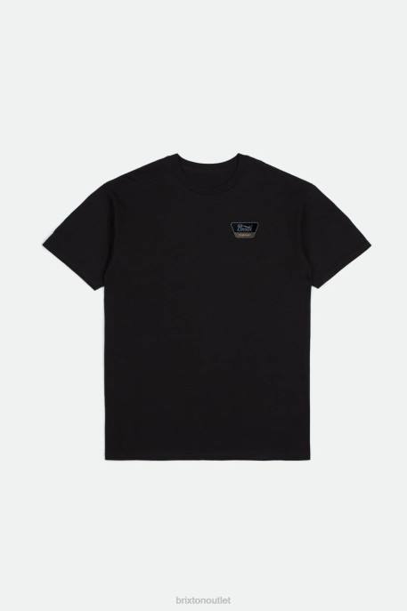 Men Brixton Black/Dusty Blue/Dark Earth Linwood S/S Standard Tee Apparel