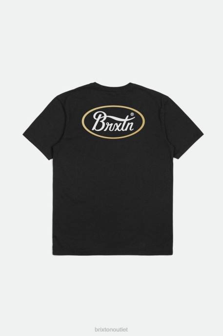 Men Brixton Black/Off White/Straw Parsons S/S Tailored Tee Apparel