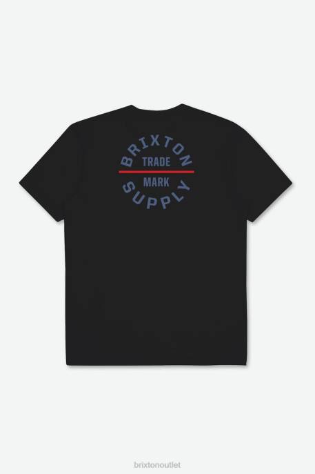 Men Brixton Black/Pacific Blue Oath V S/S Standard Tee Apparel