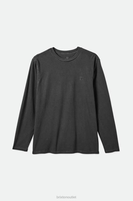 Men Brixton Black Vintage Wash Vintage Reserve L/S Tee Apparel