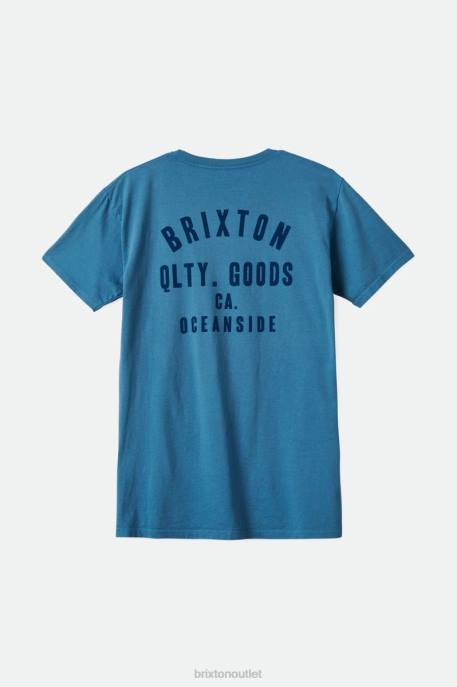 Men Brixton Cool Blue Garment Dye Woodburn Oceanside S/S Standard Tee Apparel