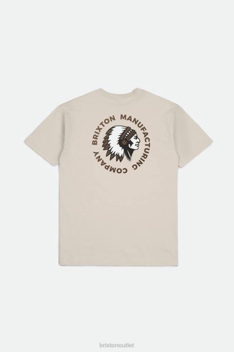 Men Brixton Cream/Bison Garment Dye Rival Stamp S/S Standard Tee Apparel