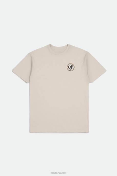 Men Brixton Cream/Bison Garment Dye Rival Stamp S/S Standard Tee Apparel