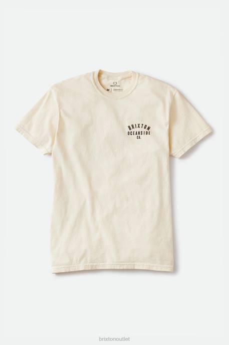 Men Brixton Cream/Black Garment Dye Woodburn Oceanside S/S Standard Tee Apparel