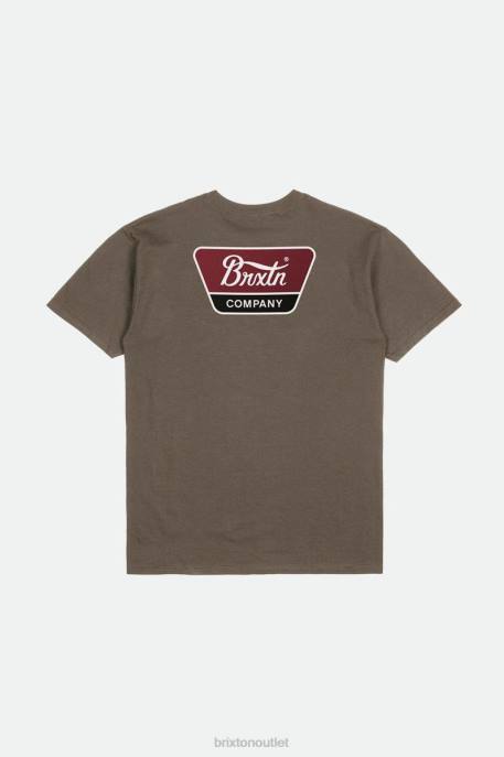 Men Brixton Dark Earth/Island Berry/Black Linwood S/S Standard Tee Apparel