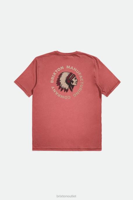 Men Brixton Dusty Cedar Garment Dye Rival Stamp S/S Standard Tee Apparel
