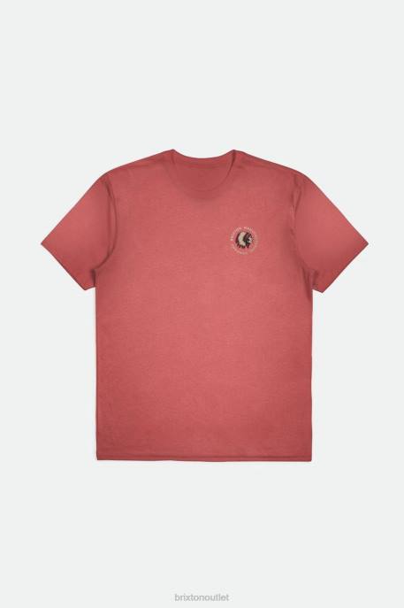 Men Brixton Dusty Cedar Garment Dye Rival Stamp S/S Standard Tee Apparel