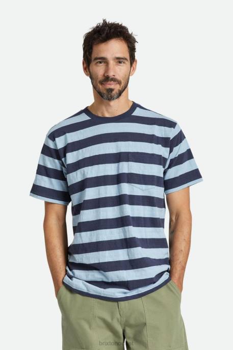Men Brixton Washed Navy/Dusty Blue Hilt Slub S/S Pocket Tee Apparel