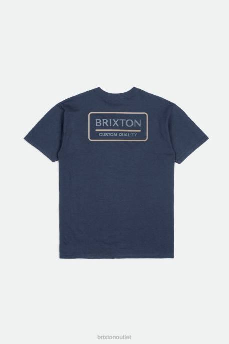 Men Brixton Washed Navy/Dusty Blue/Smoke Grey Palmer Proper S/S Standard Tee Apparel