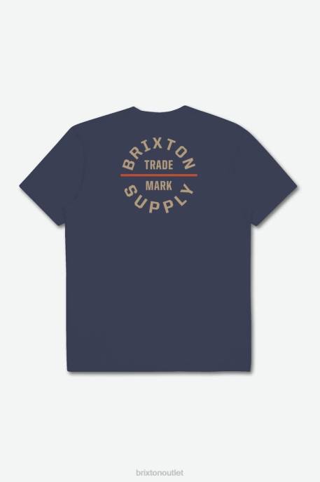 Men Brixton Washed Navy/Sand Oath V S/S Standard Tee Apparel