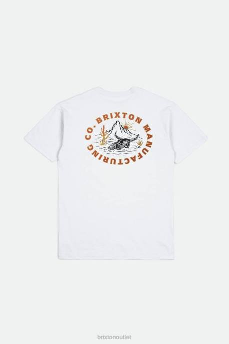 Men Brixton White/Burnt Red Croslin S/S Standard Tee Apparel