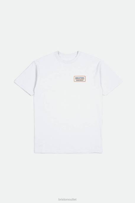 Men Brixton White/Washed Navy/Paradise Orange Palmer Proper S/S Standard Tee Apparel