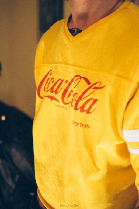 Men Brixton Yellow Coca-Cola Classic Football Tee Apparel