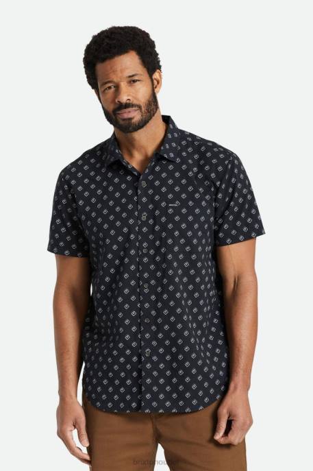 Men Brixton Black/Off White Geo Charter Print S/S Woven Apparel