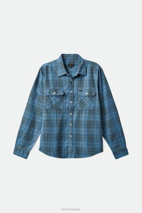 Men Brixton Blue Heaven/Gunmetal Bowery Summer Weight L/S Woven Apparel
